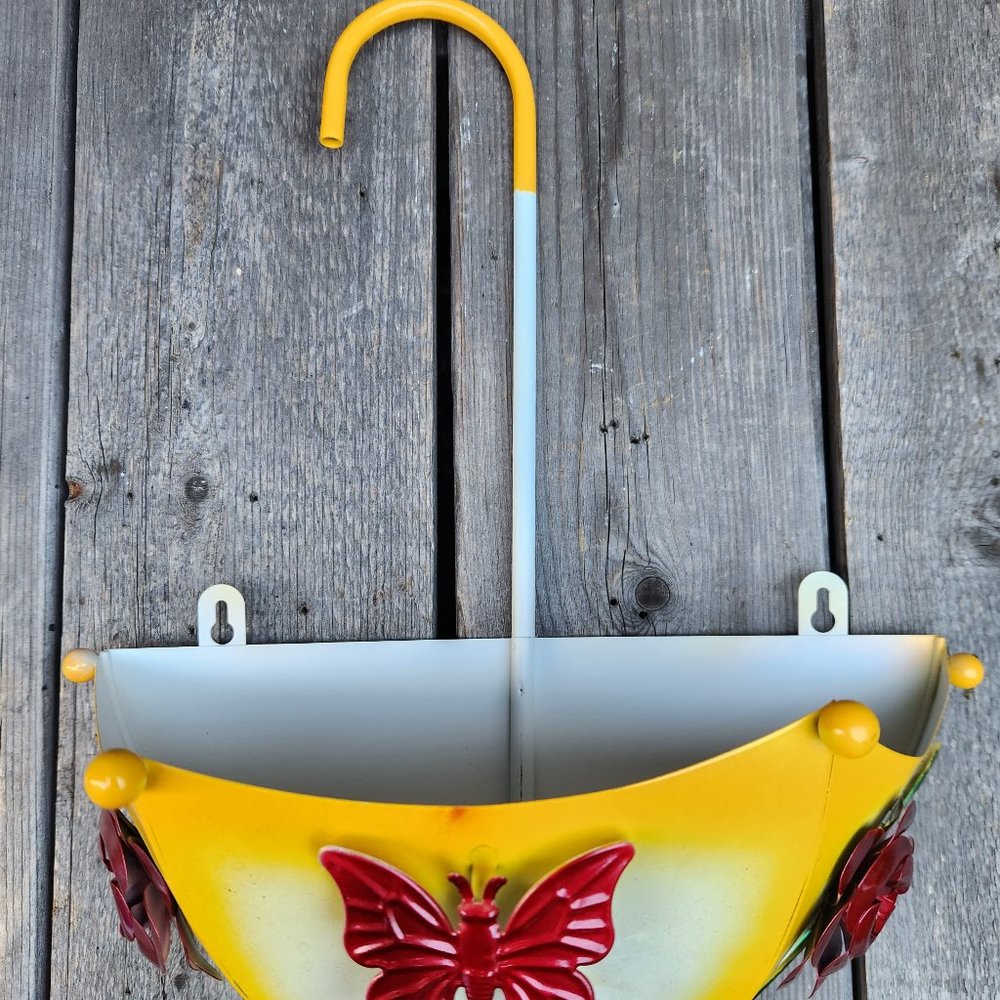 14.5" H, Up Side-Down Hanging Umbrella Planter, Color: YELLOW